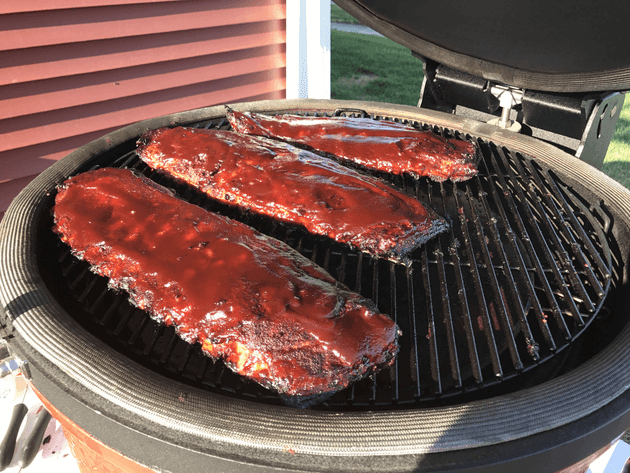 An image of BBQ ribs on the Kamado Joe